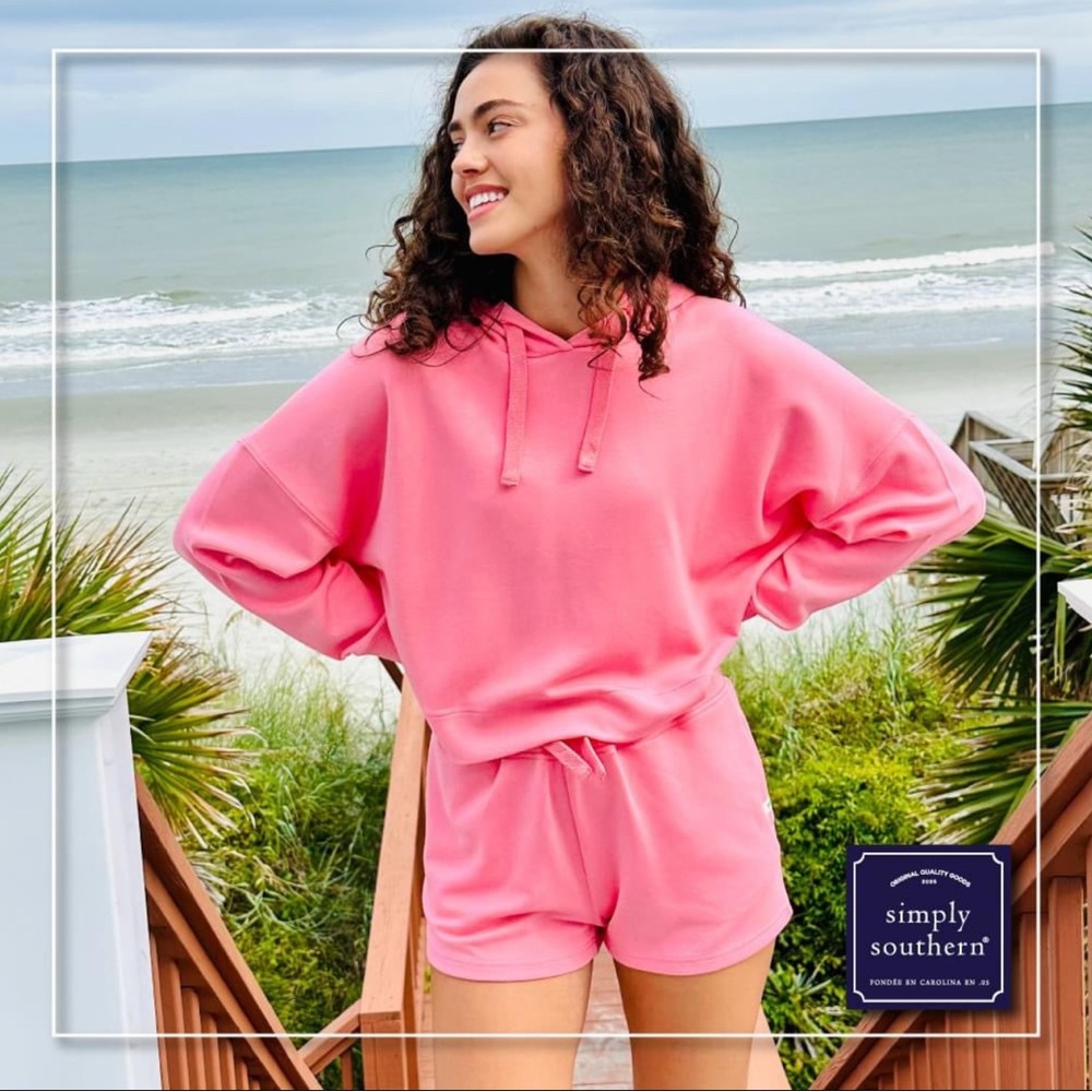 Simply Southern Cropped Hoodie – Hot Pink, Size L, NWT
